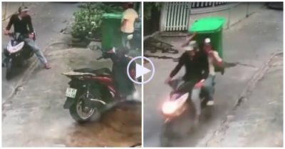 Video: Chê xe SH dựng bên cạnh, hai tên trộm chỉ lấy thùng rác