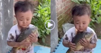 Video: Cậu bé bế vào lòng vỗ về ru ngủ mặc kệ lấm lem