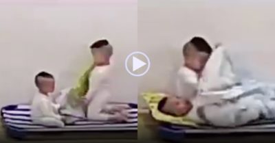 Clip: Anh trai 3 tuổi ân cần xếp gối, đắp chăn cho em ngủ trưa