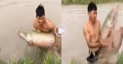 Video: Người đàn ông quăng chài tóm được ‘thủy quái khổng lồ’