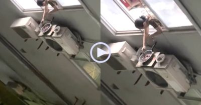 Video: Người phụ nữ ở chung cư bắc bếp trên cục nóng điều hòa để nấu ăn