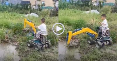 Video: Cậu bé gần 3 tuổi lái máy xúc mini siêu đẳng