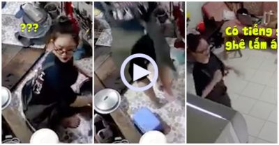 Video: Nữ nhân viên vứt đồ bỏ chạy vì tưởng nhà có ma
