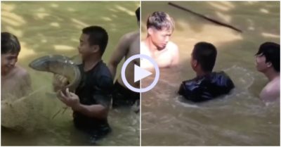 Video: Bốn thanh niên chưng hửng vì sổng mất cá khủng