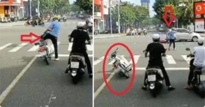 Video: Nam thanh niên vứt xe máy, chạy nhanh tới giúp cô gái gặp tai nạn giữa ngã tư