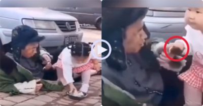 Video: Bé gái tốt bụng cho tiền người vô gia cư, nhưng năn nỉ ‘xin’ cái… đùi gà