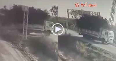 Video: Pha dời cổng chào ‘đi vào lòng đất’ của tài xế ôtô tải
