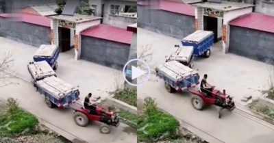 Video: Tài xế điều khiển xe công nông kéo hàng đi lùi đỉnh cao