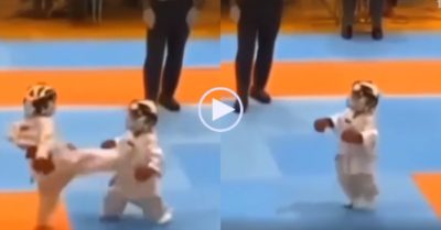 Video: Võ sĩ nhí khiêu chiến đối thủ bằng điệu nhảy tưng tưng