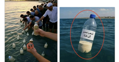 Giới trẻ Ai Cập thả chai thực phẩm xuống biển, hy vọng đến được Gaza