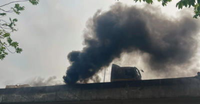 Hà Nội: Xe đầu kéo bốc cháy kèm nhiều tiếng nổ trên đường Vành đai 3