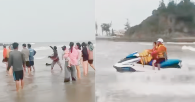 Cứu nạn Cửa Lò: Giải cứu thành công hai anh em bị sóng cuốn xa bờ