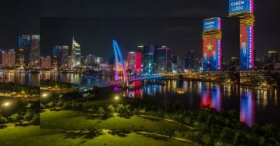 Tòa nhà Saigon Marina IFC thắp sáng hai đêm mừng 250 năm Quốc khánh Mỹ
