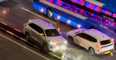 Tài xế lái ôtô ngược chiều trên cầu Bãi Cháy, mắc kẹt giữa đường