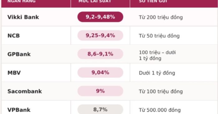Lãi suất tiết kiệm trên 9% được chào cho khoản tiền vài trăm triệu